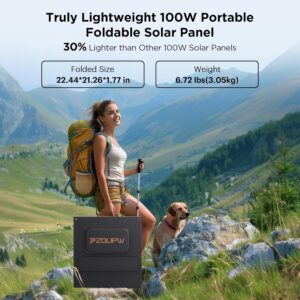 100W Portable Solar Panel for Power Station,9BB Ultralight Foldable Solar Charger USB-A USB-C Output,23.5% High Efficiency IP67 Waterproof Adjustable Kickstands for Camping RV Blackout