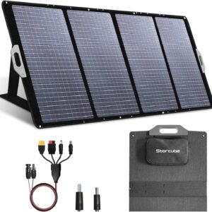 400W Portable Solar Panel, Foldable Solar Panel Charger, Adjustable Kickstands, IP67 Waterproof for Outdoor RV Camping Off-Grid Blackout