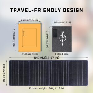 Portable Solar Panel, 40W 18V Foldable Solar Charger with DC Output, QC2.0/3.0/PD USB and Type-C, Compatible with Mobile Phones and Tablets, IP67 Waterproof, Suitable for Camping, Hiking