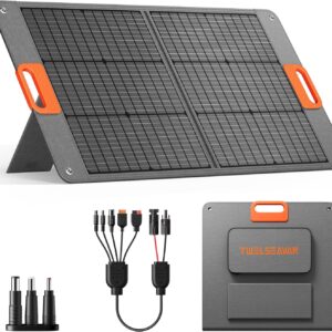 100W Portable Solar Panel for Power Station, 24% High Efficiency ETFE Foldable Solar Panel Charger, QC3.0, Type-C 60W, MC4 Output, IP65 Waterproof, for Outdoor Camping, RV, Emergency Power Supply