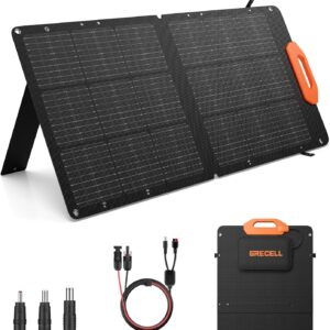 GRECELL 100W Solar Panel for Power Station Generator, 21.5V Portable Foldable Solar Panel with Fast Charger and Adjustable Kickstand Solar Cell Charger for Outdoor Camping RV Van Travel