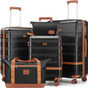 Luggage Sets 3 Piece, Suitcases with Wheels, Hardshell Suitcase Set, PC+ABS Carry on Luggage Set with TSA Lock, Travel Luggage (Black)