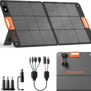 110W Portable Solar Panel for Jackery/EF/Bluetti/Anker/Goal Zero Power Station, IP68 Waterproof, 24% Efficiency, MC4 Output, ETFE Foldable Solar Charger with Adjustable Kickstand for Camping Outdoor