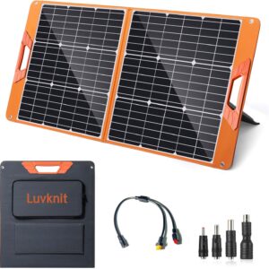 Upgraded 100W Portable Solar Panel for Power Station, Monocrystalline Foldable 100 Watt 18V Solar Panel Charger for Camping, High Efficiency IP65 Waterproof for Outdoor RV Trip