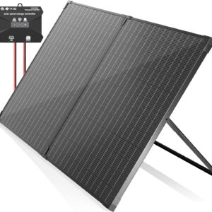 100 Watt 12 Volt Portable Solar Panel with Waterproof 10A Charger Controller, Foldable 100W Solar Charger Suitcase with H-Bracket for Power Station, Car, Camping, RV, Boat and Outside