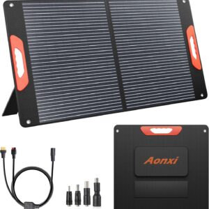 120 Watt Portable Solar Panels for Power Station, 23.5% High Efficiency, 120W Monocrystalline Foldable 20V DC Output Solar Panel Charger with QC3.0 USB-A & Type-C Output for Hiking, Outdoor Camping RV